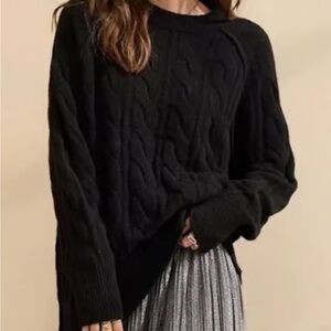 Aerie Black Cable Knit Women's Sweater - Classic Crewneck